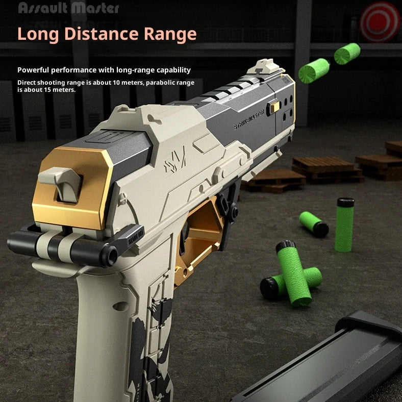 Nylon Attack Master SP50 plastic soft bomb launcher toy with Eva ammunition and detachable magazine