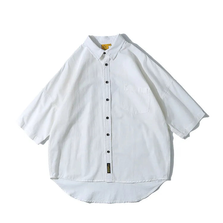 Men's loose-fit Japanese cardigan shirt in cotton for summer, available in multiple colours.