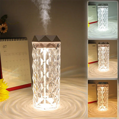 Crystal Lamp Humidifier with Soothing Mist and Customizable Lighting for Home Decor