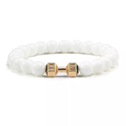 Turquoise Energy Gun Black Electroplated Alloy Barbell Bracelet with 8MM beads