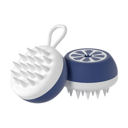 Yellow silicone pet bath brush with 3D massage head for dog and cat grooming measuring 102x70x46mm