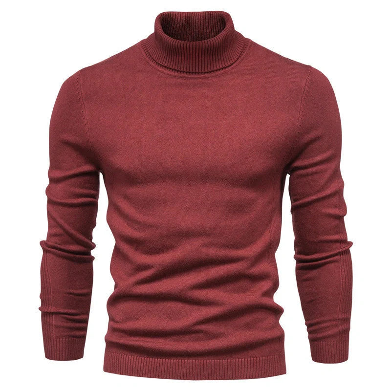 Men's slim fit turtleneck sweater in various colors for winter casual wear