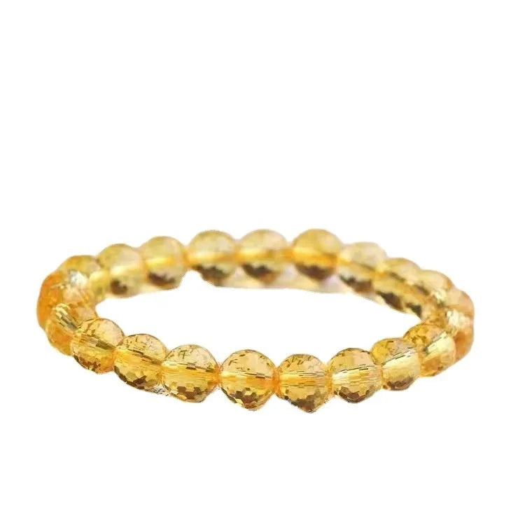 Handmade crystal bracelet with 128-cut gemstone beads and zodiac charm on wrist