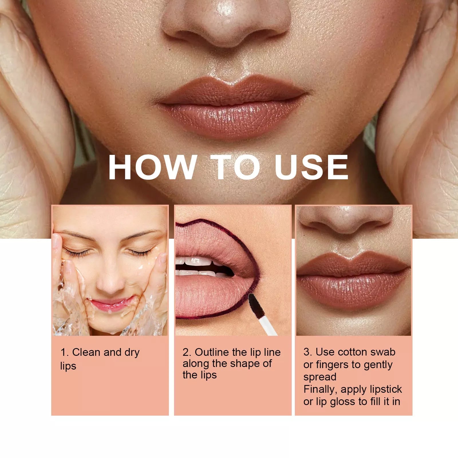 Dark brown waterproof lip liner pen with precision tip for long-lasting lip definition