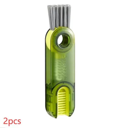 Transparent green 3-in-1 cup lid cleaning brush with spiral design for hard-to-reach crevices