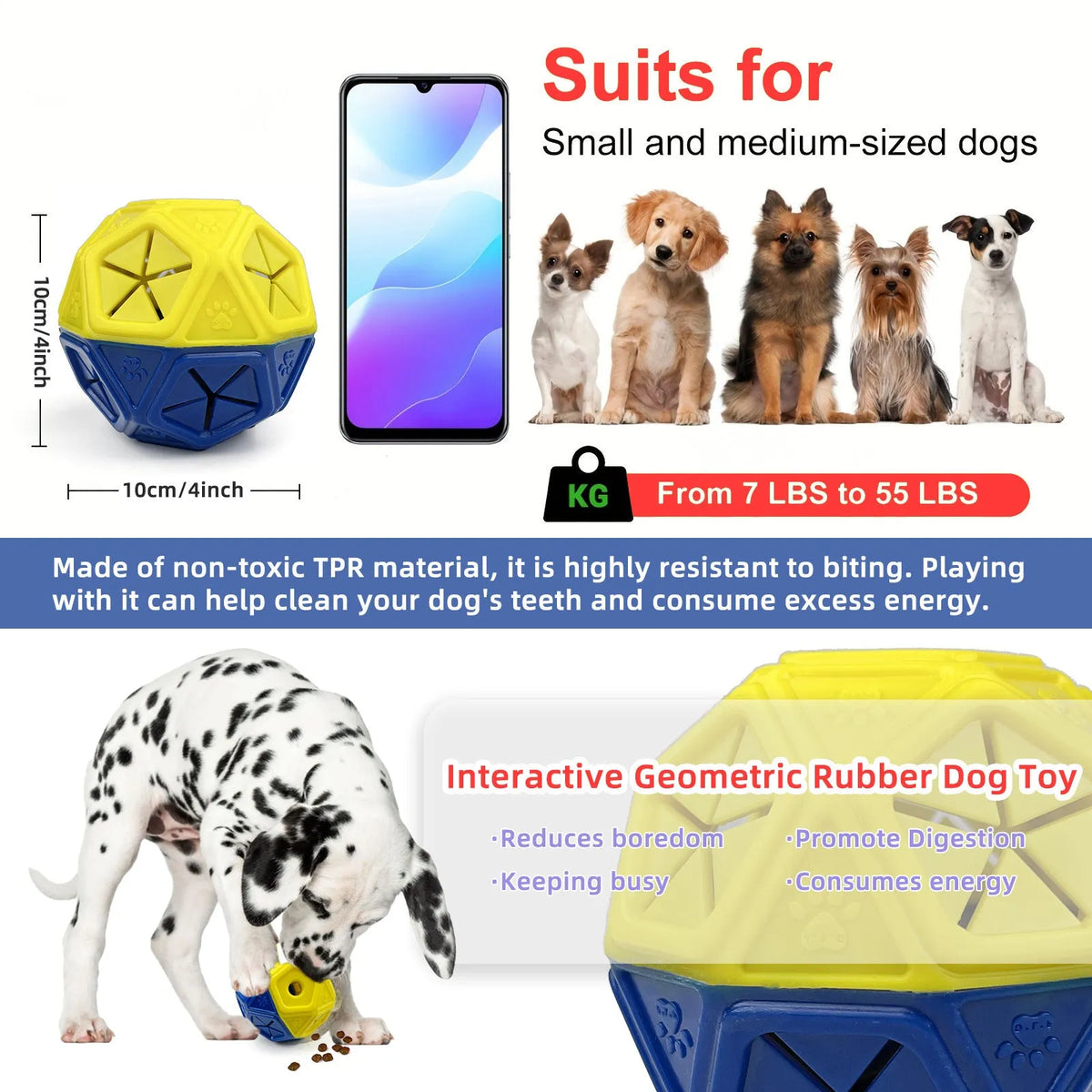 Chew-resistant dog puzzle feeder ball in red colour designed for interactive food dispensing