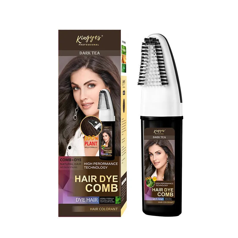 Hair colouring comb kit with 200ml bottle and attached applicator in brown, wine red or dark brown.