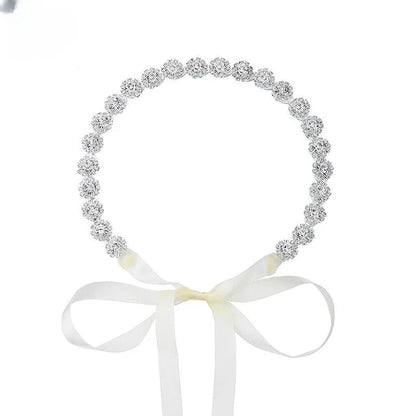 Bridal rhinestone sunflower hair band in silver, rose gold, or gold metal for wedding and banquet styling