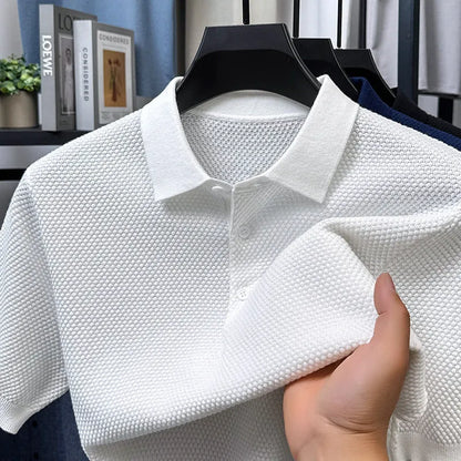 Men's loose short sleeve cotton pullover in various colours showing front view