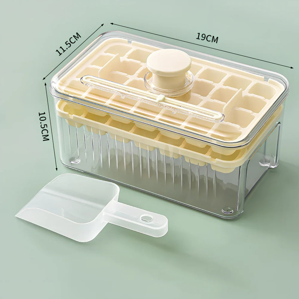 Press-type ice ball maker with milk white and light green PET layers creating 5cm spherical ice