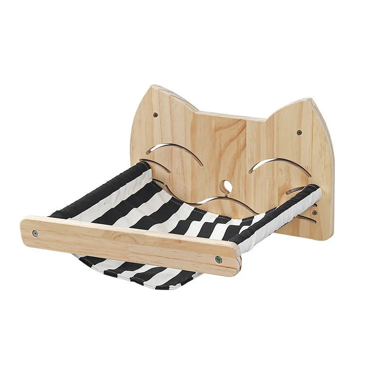 Solid wood wall-mounted cat jumping platform for pet climbing and lounging