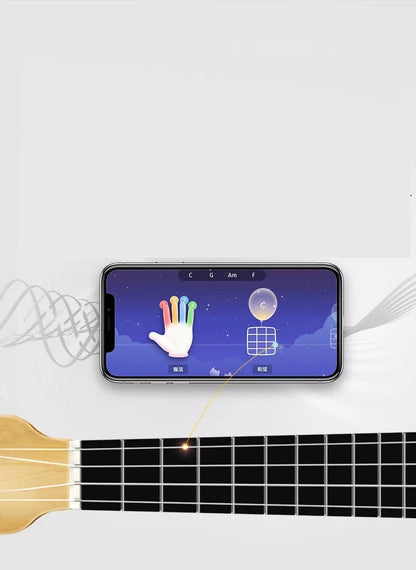 Smart Ukulele U1 with spruce top and Bluetooth connectivity for interactive learning