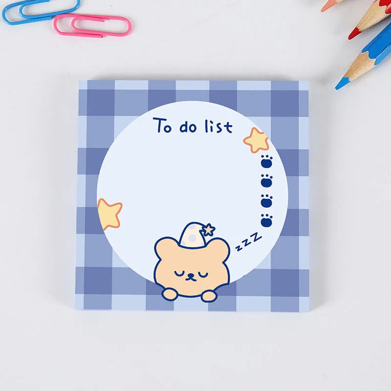 Bear sticky notes 8 x 8cm, 50-sheet cartoon memo pad with eight cover styles