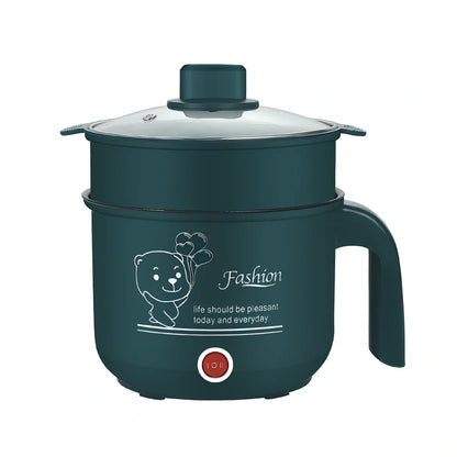Emerald green multifunctional electric cooker with stainless steel pot and adjustable power controls