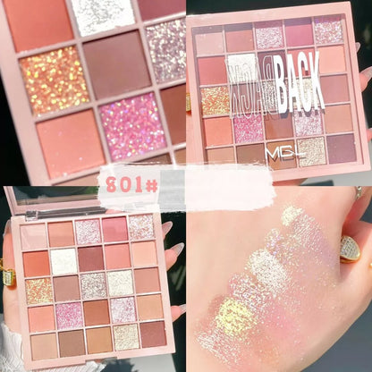 25-color eye shadow plate with shimmer and matte finishes for versatile makeup looks