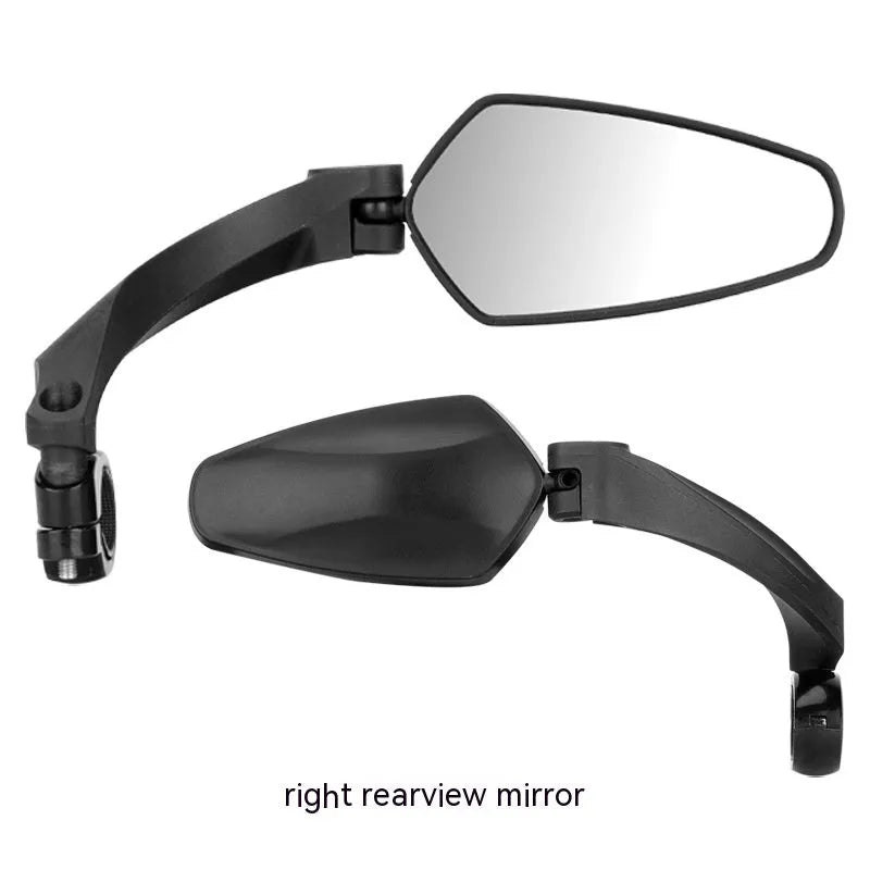 Black acrylic bicycle rearview mirror with rotatable mount for handlebars