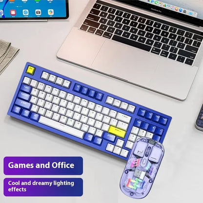 K98 mechanical keyboard and matching wireless mouse in a selected colour from the range on a desk.