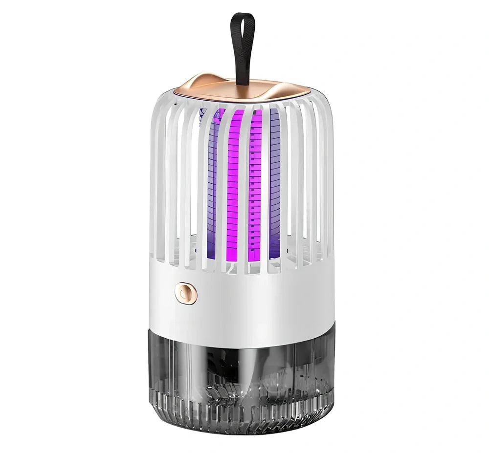 White mosquito killer lamp with protective electric grid and USB power cable