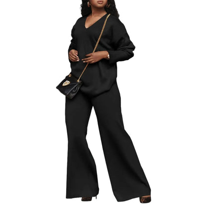 Women's brown suede two-piece suit with split sleeves and trousers, sizes S to 3XL
