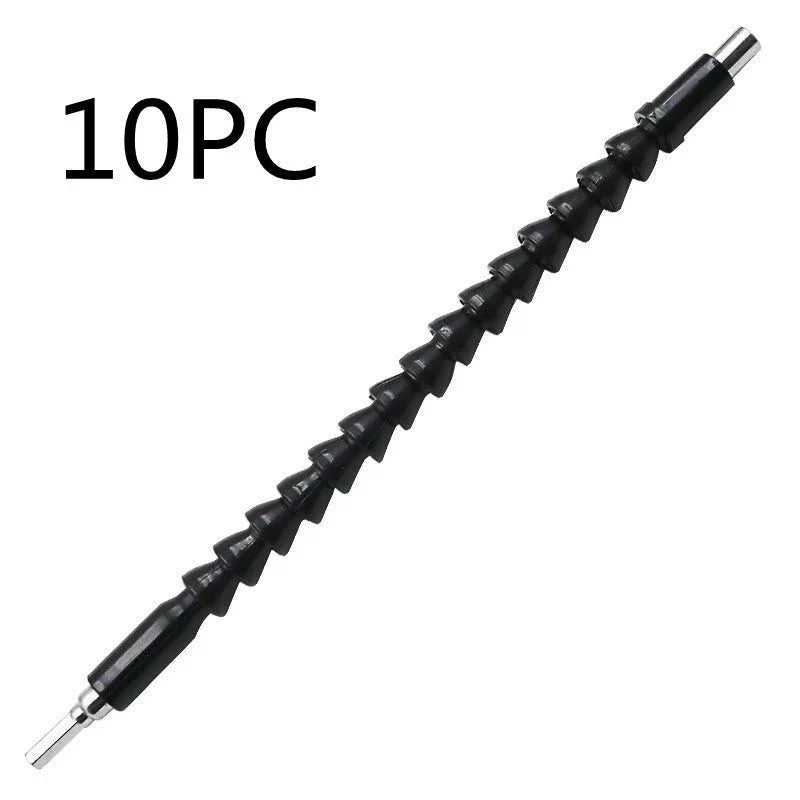 Flexible shaft drill bit in various lengths and colors for accessing tight spaces during DIY home improvement projects