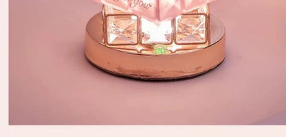 Rubik's Cube crystal lamp showing 8cm cube design with colour changing LED illumination