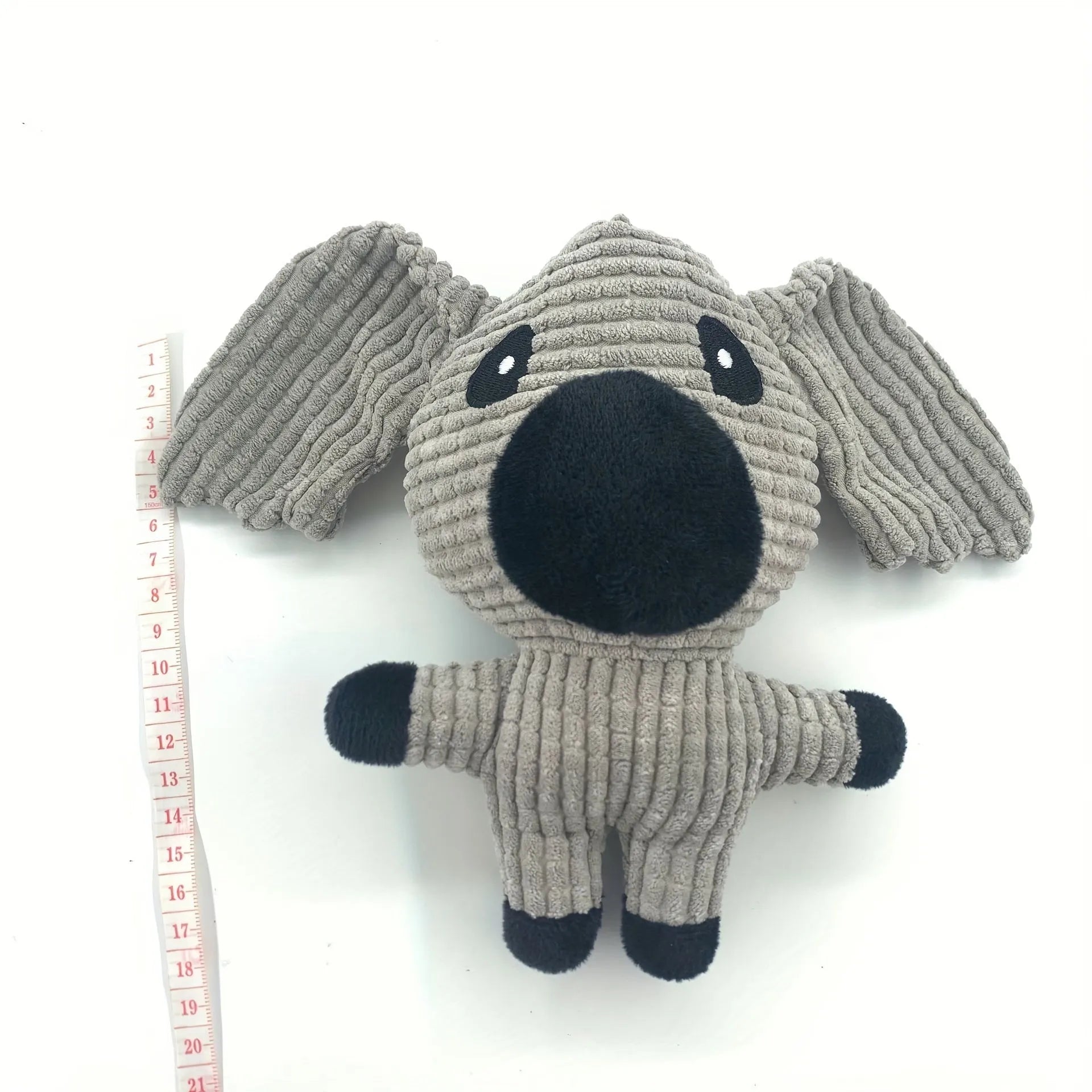 Animal shaped plush dog chew toy with squeaker in bright colours
