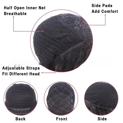 Women's natural colour human hair full-mechanism wig showing length and density options