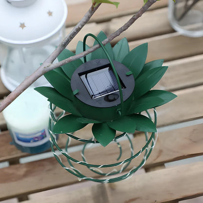 Pineapple-shaped solar garden light with LED illumination and waterproof housing for outdoor use