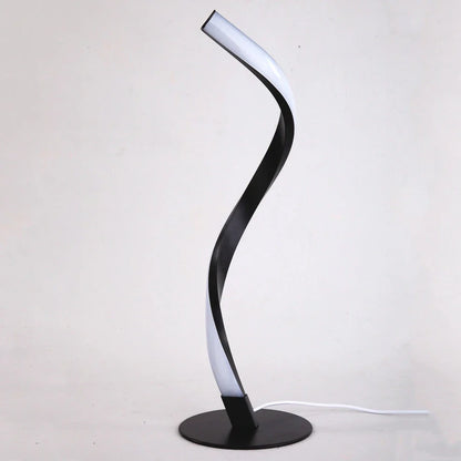 Spiral snake bedside table lamp in black with 390mm height, 140mm base, and three-colour dimming on UK plug