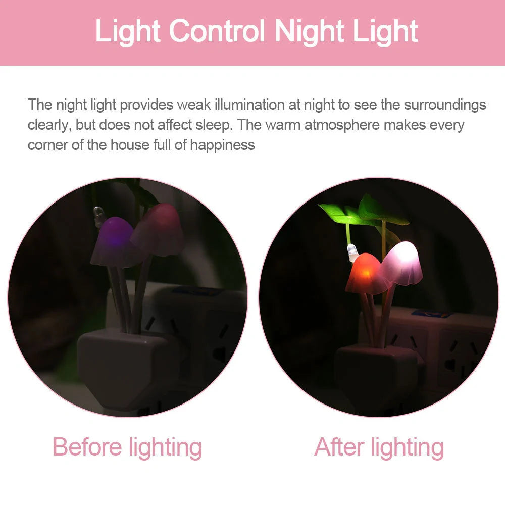 Color LED Mushroom Light with sensor in pink, yellow, and purple