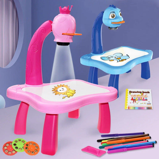 Children's Projection Drawing Board Doodle with music function and magnetic artboard in blue and pink