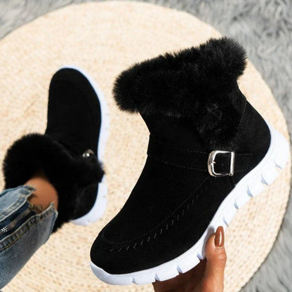 Cozy winter ankle boots with plush lining, suede uppers, and rubber soles for women