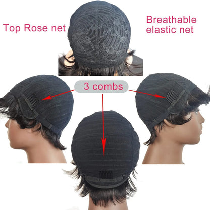 Deep curly black human hair wig with even and oblique bangs, 12 inch full head style
