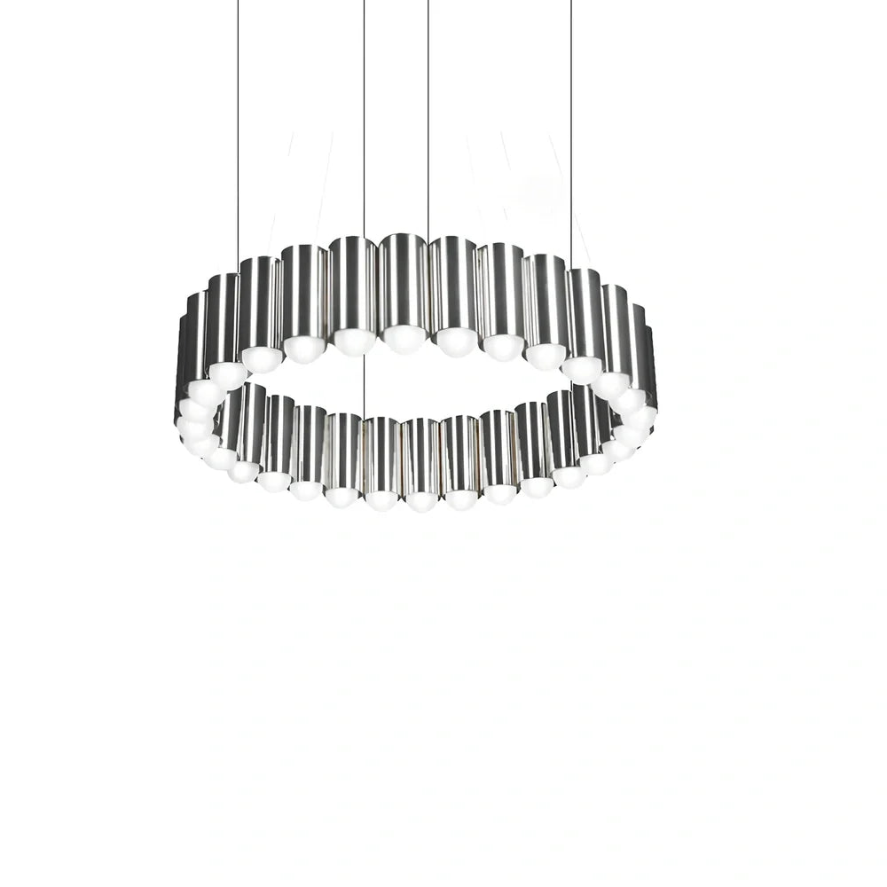 Nordic fish chandelier with electroplated aluminium and PMMA shade in gold, silver, black, or white finish