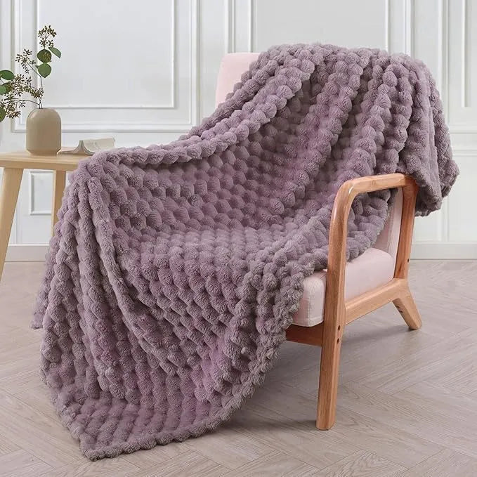 Children's soft plaid blanket in polyester fabric showing colour and size options