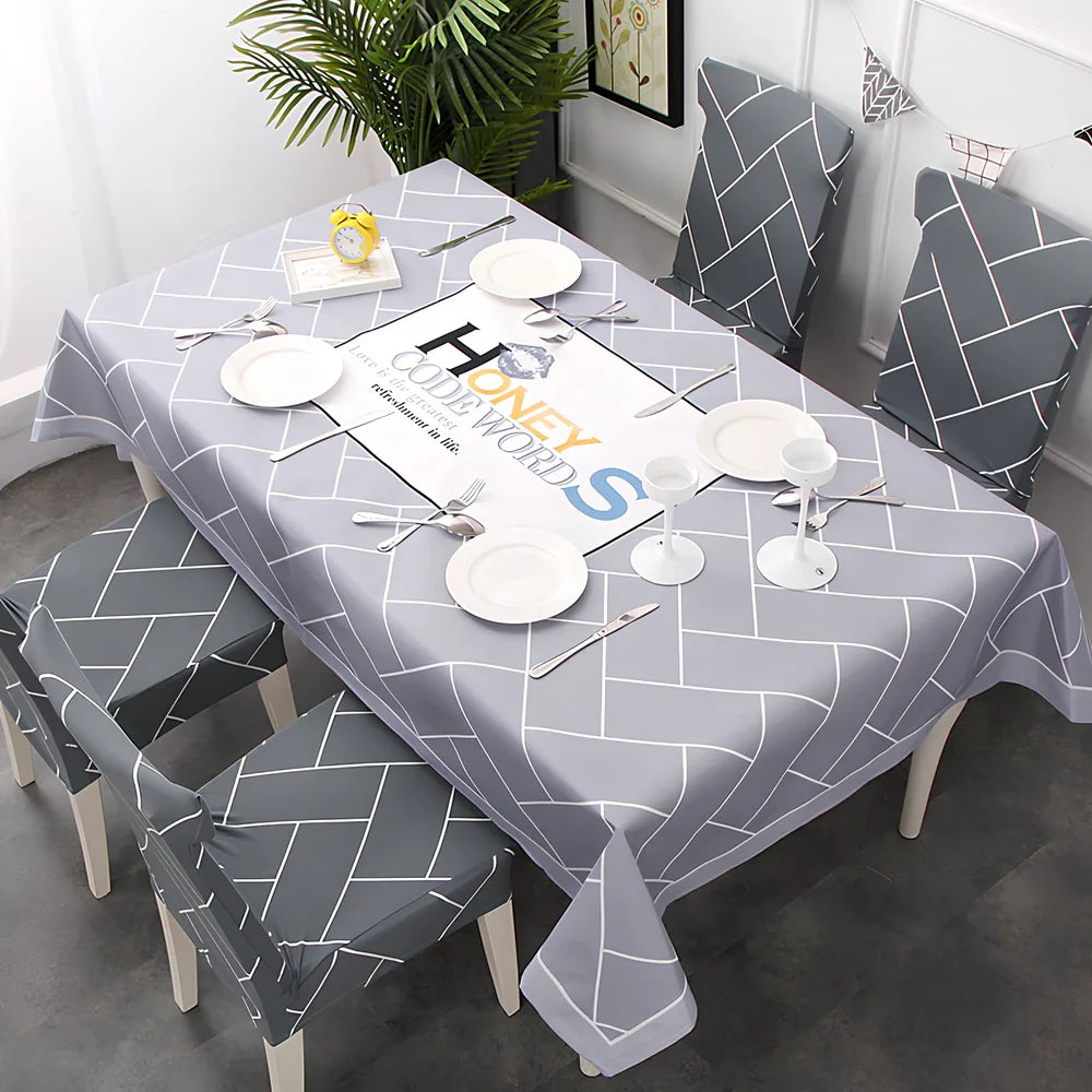 European tablecloth with Nordic pattern in 90% polyester linen blend measuring 120x160cm