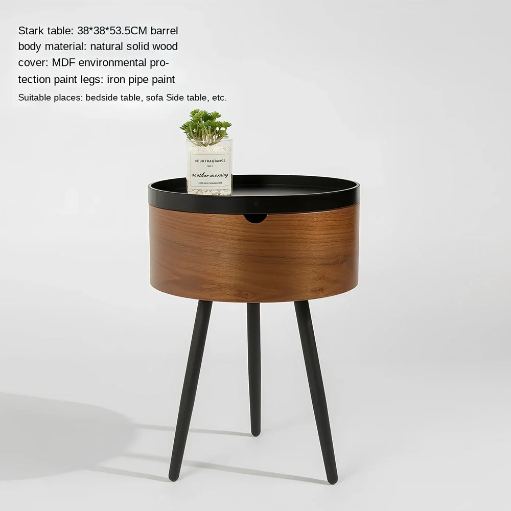 Italian round coffee table in low bucket style, 38cm diameter wood-based panel for small living rooms