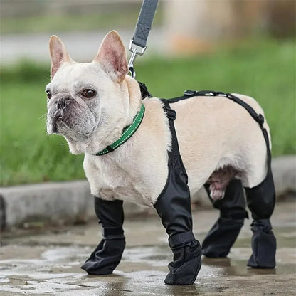 Adjustable waterproof dog boots with non-slip soles for outdoor protection