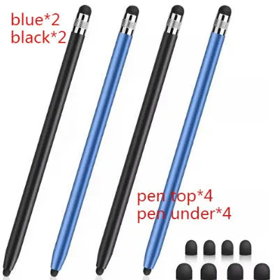 Two-in-one touch screen pen with metal shell in multiple colours for universal device compatibility