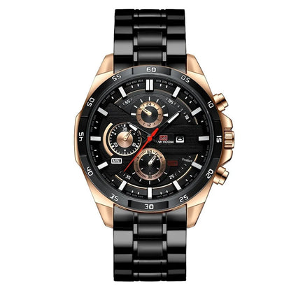 Men's business calendar waterproof quartz watch showing nine colour variants with 10mm thickness