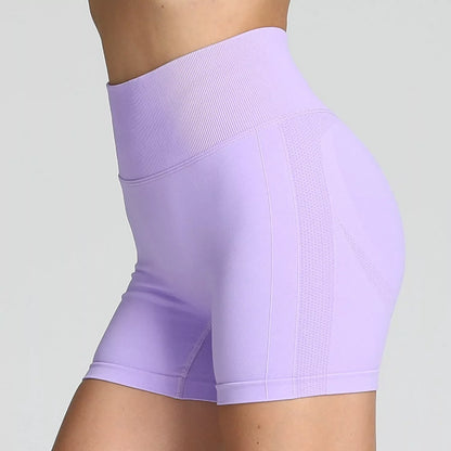 High waist seamless yoga shorts for women with hip-lifting design in various colors