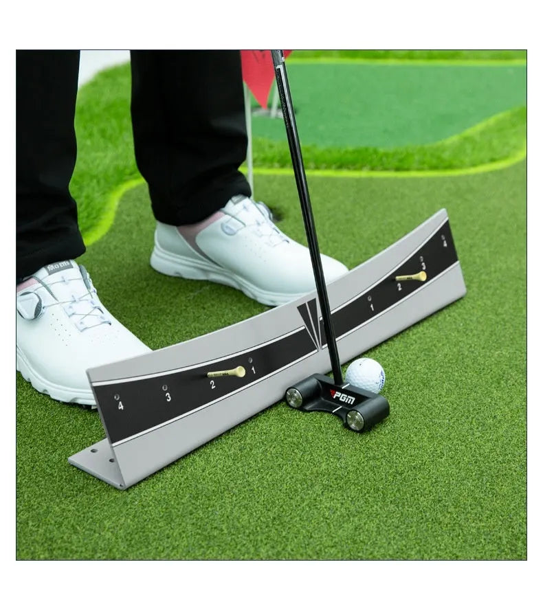 Golf putter balance simulator with adjustable rod on PVC frame for putting practice