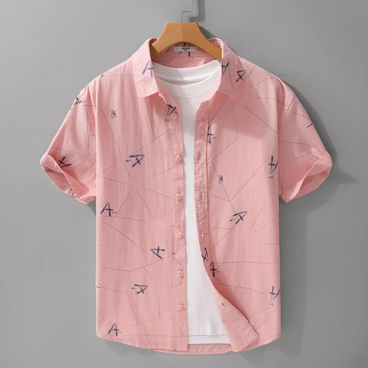 Light green pure cotton loose fit short sleeve cardigan shirt with letter print design