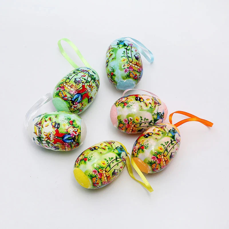 Colorful, hand-painted DIY Easter egg ornaments made of durable plastic for festive holiday decor