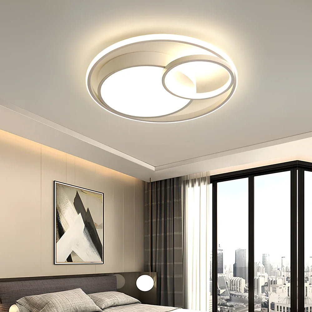 Nordic nested round chandelier with wrought iron frame and LED lighting in black finish