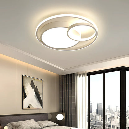 Nordic nested round chandelier with wrought iron frame and LED lighting in black finish