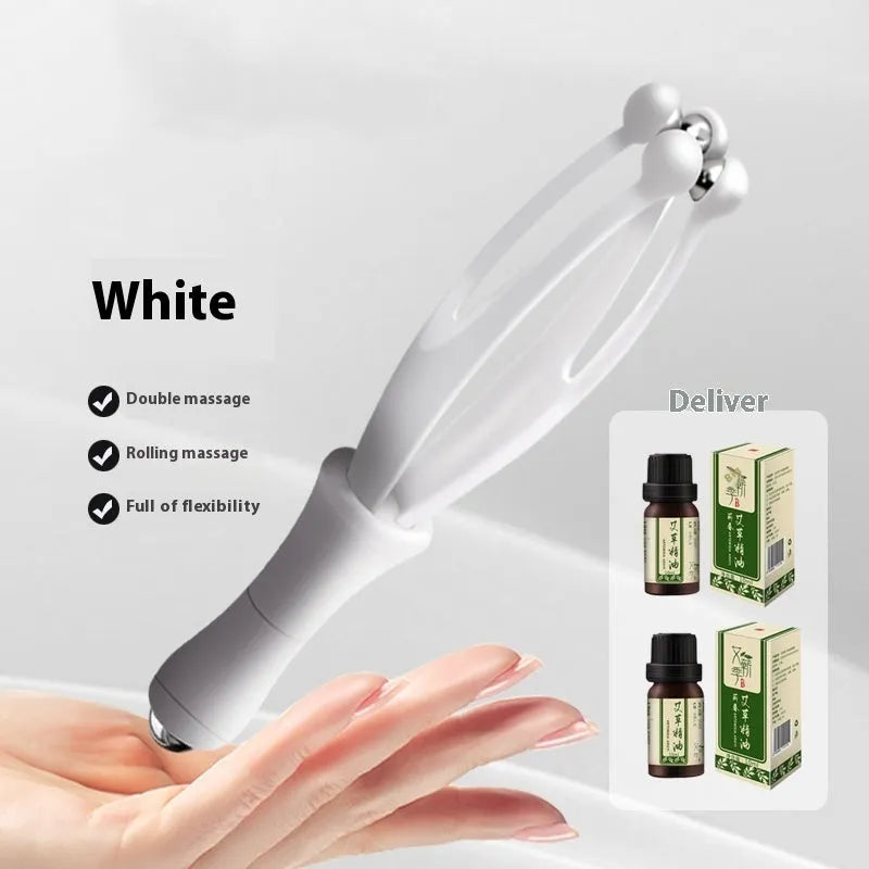 Blue and white finger massager with steel ball roller for hand joints