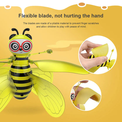 Infrared Flying Bee Drone with hands-free controls, flexible blades, and smooth surface for safe indoor flight