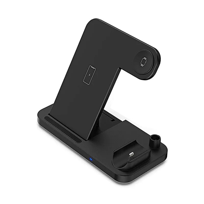 Black four-in-one wireless mobile phone charger with QC3.0 charging head