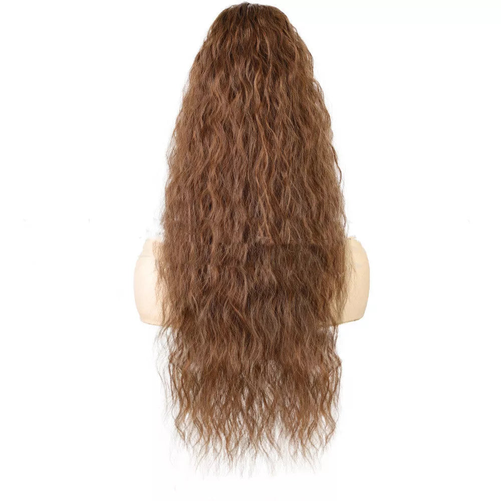 Long curly ponytail wig for women with small curls, heat-resistant up to 300°F